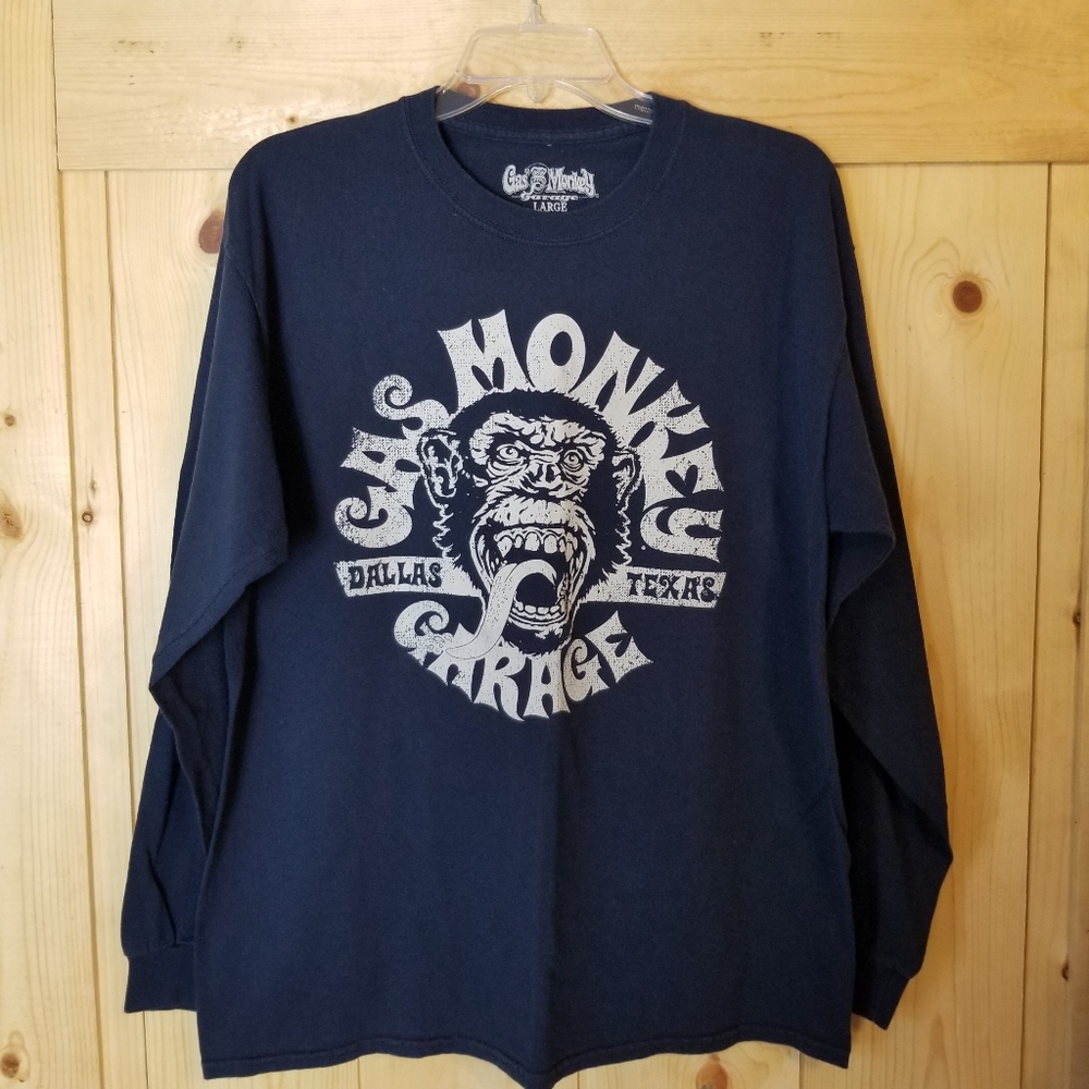Gas Monkey Garage Cotton Graphic Brand Logo Long Sleeve Crewneck T-Shirt